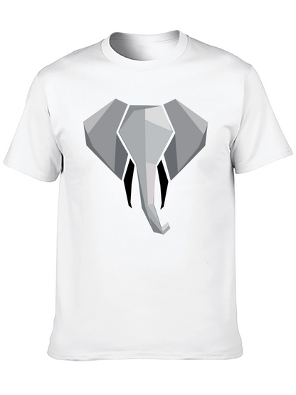 Geometric Elephant Graphic Tee - Black Cotton Shirt