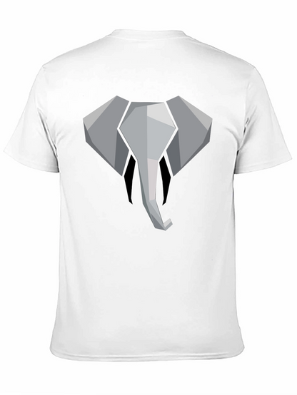 Geometric Elephant Graphic Tee - Black Cotton Shirt