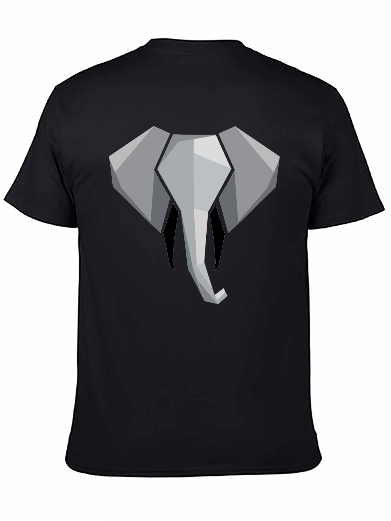 Geometric Elephant Graphic Tee - Black Cotton Shirt