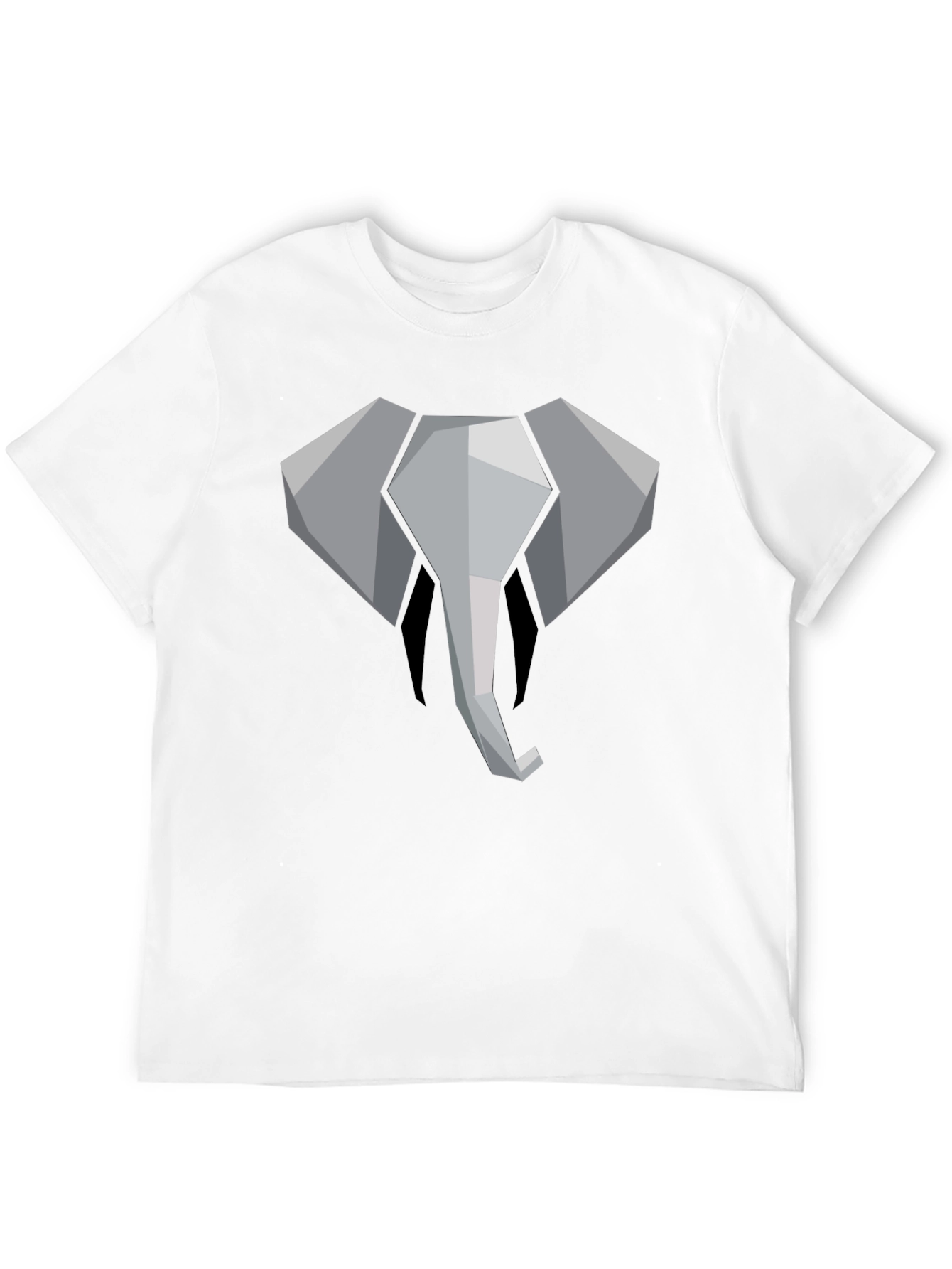Geometric Elephant Graphic Tee - Black Cotton Shirt