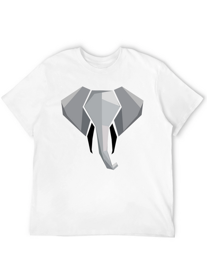 Geometric Elephant Graphic Tee - Black Cotton Shirt