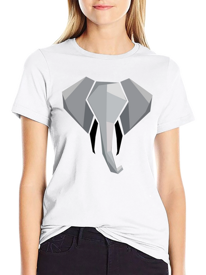 Geometric Elephant Graphic Tee - Black Cotton Shirt