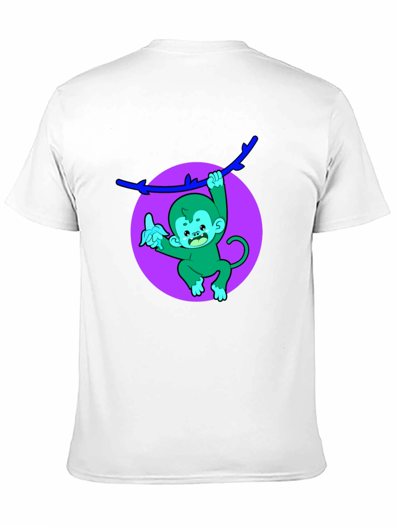 Funny Monkey on Branch Black T-Shirt