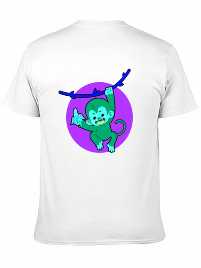 Funny Monkey on Branch Black T-Shirt