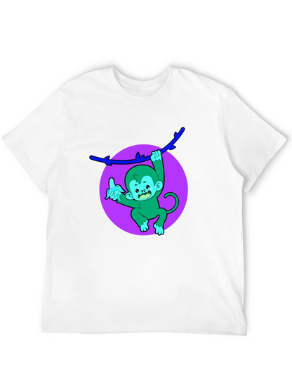 Funny Monkey on Branch Black T-Shirt