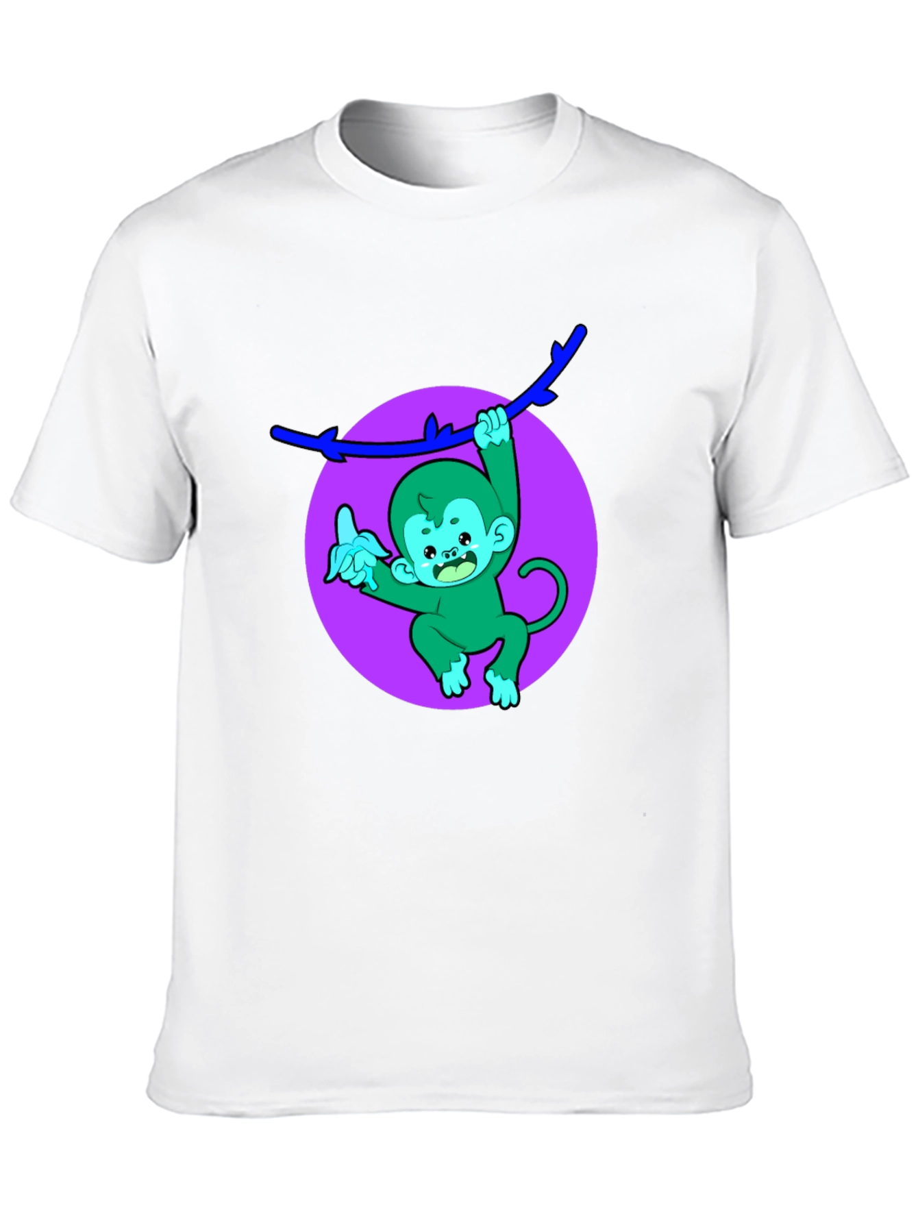 Funny Monkey on Branch Black T-Shirt