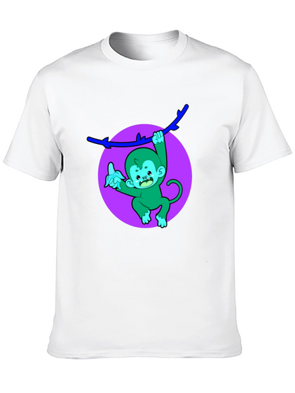 Funny Monkey on Branch Black T-Shirt