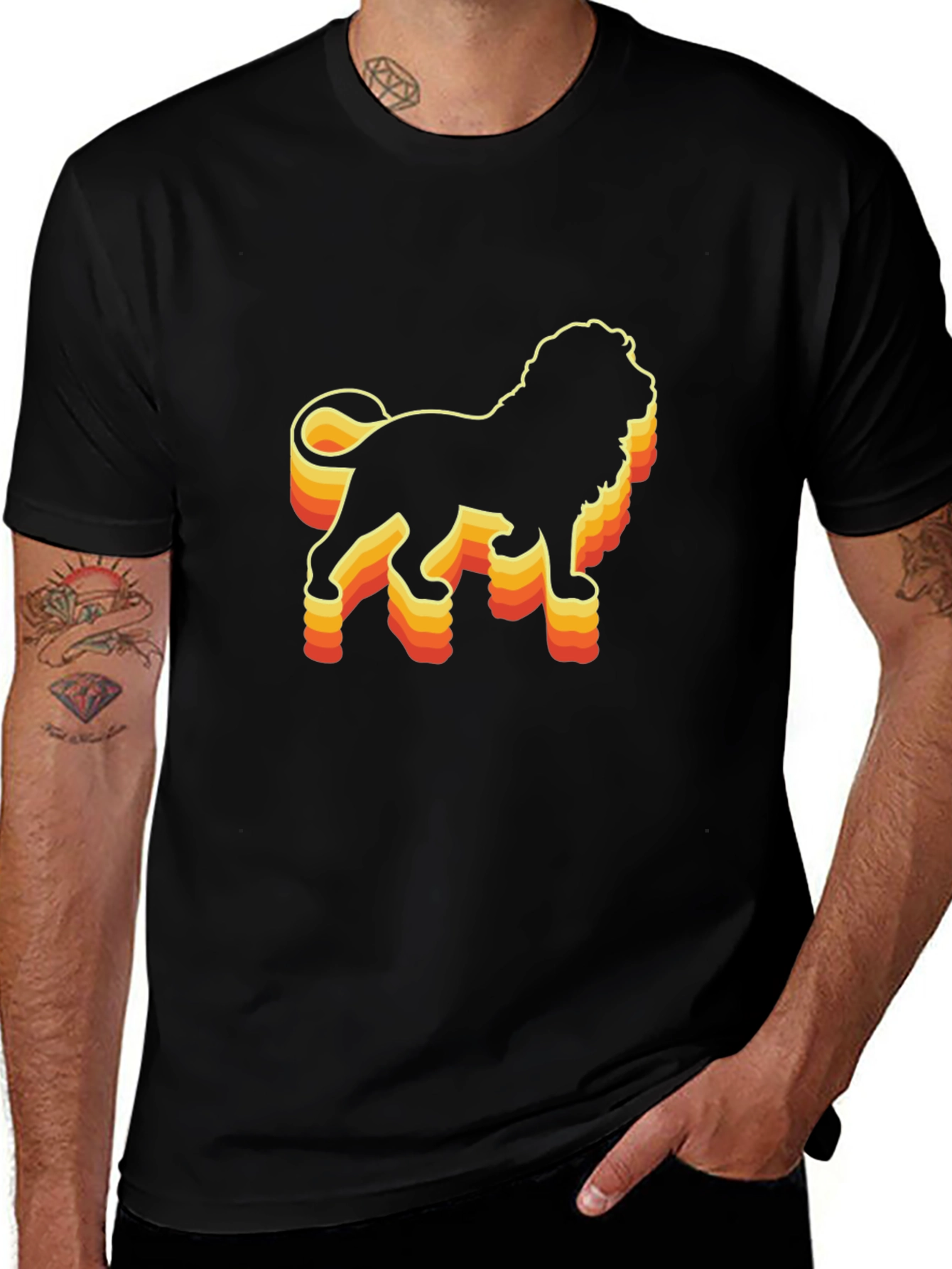 Retro Lion Graphic Tee - Black