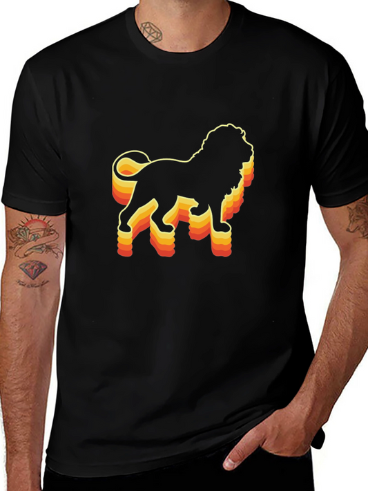 Retro Lion Graphic Tee - Black