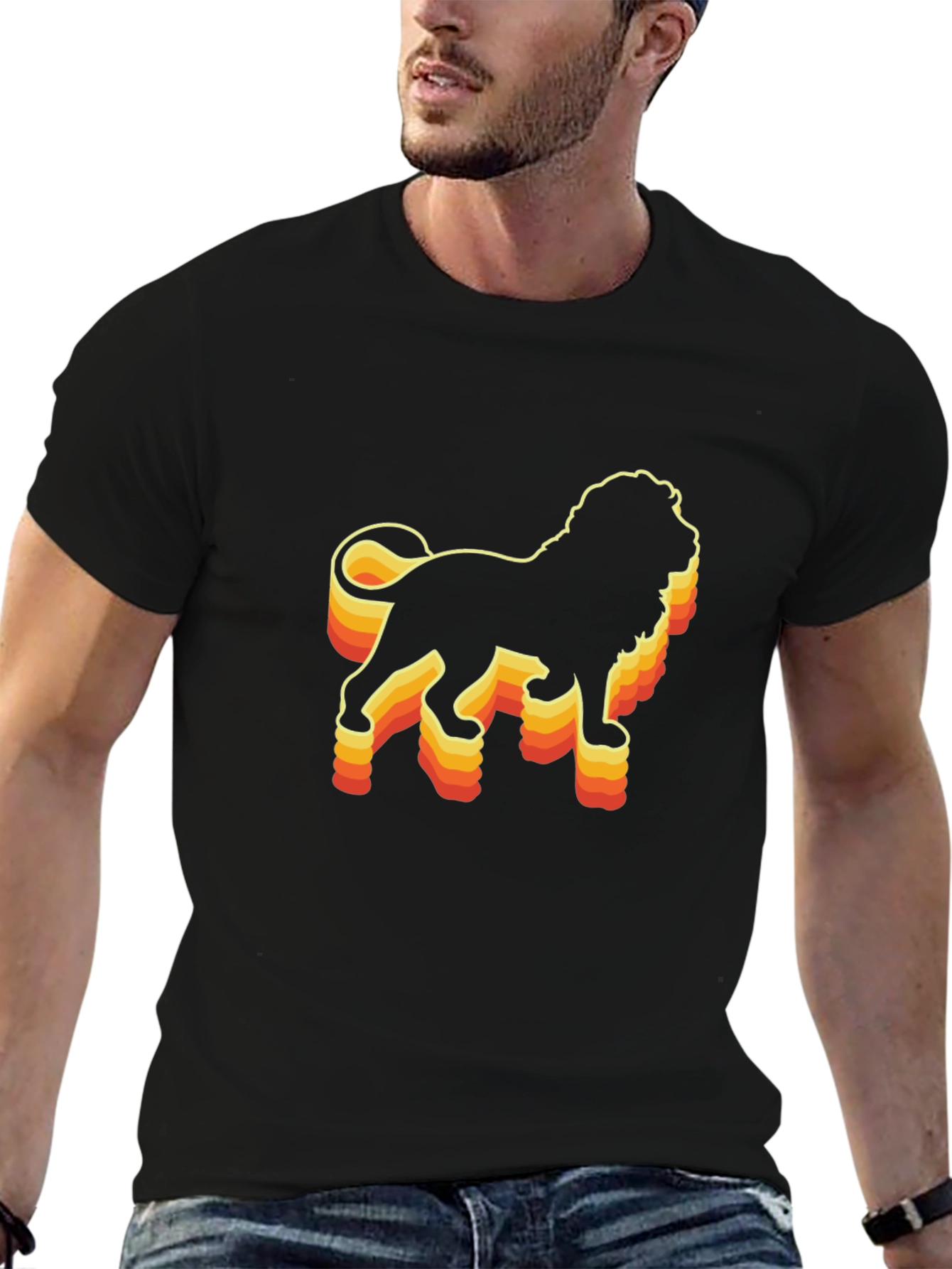 Retro Lion Graphic Tee - Black