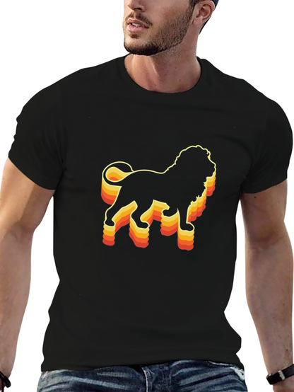 Retro Lion Graphic Tee - Black