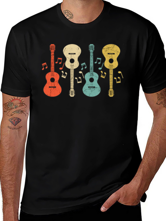 Vintage Guitars Music Notes T-Shirt