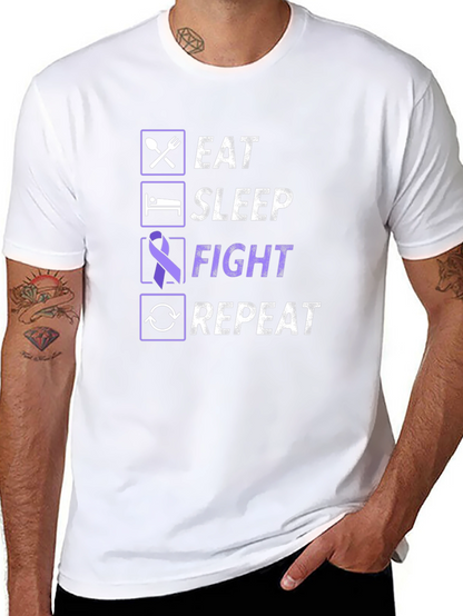 Eat Sleep Fight Repeat T-Shirt - Awareness Tee