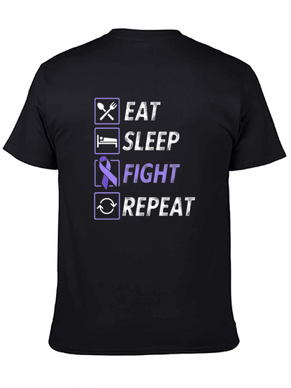 Eat Sleep Fight Repeat T-Shirt - Awareness Tee