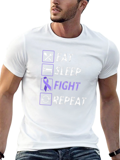 Eat Sleep Fight Repeat T-Shirt - Awareness Tee