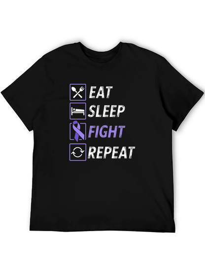 Eat Sleep Fight Repeat T-Shirt - Awareness Tee
