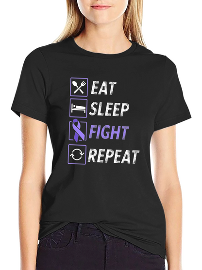 Eat Sleep Fight Repeat T-Shirt - Awareness Tee