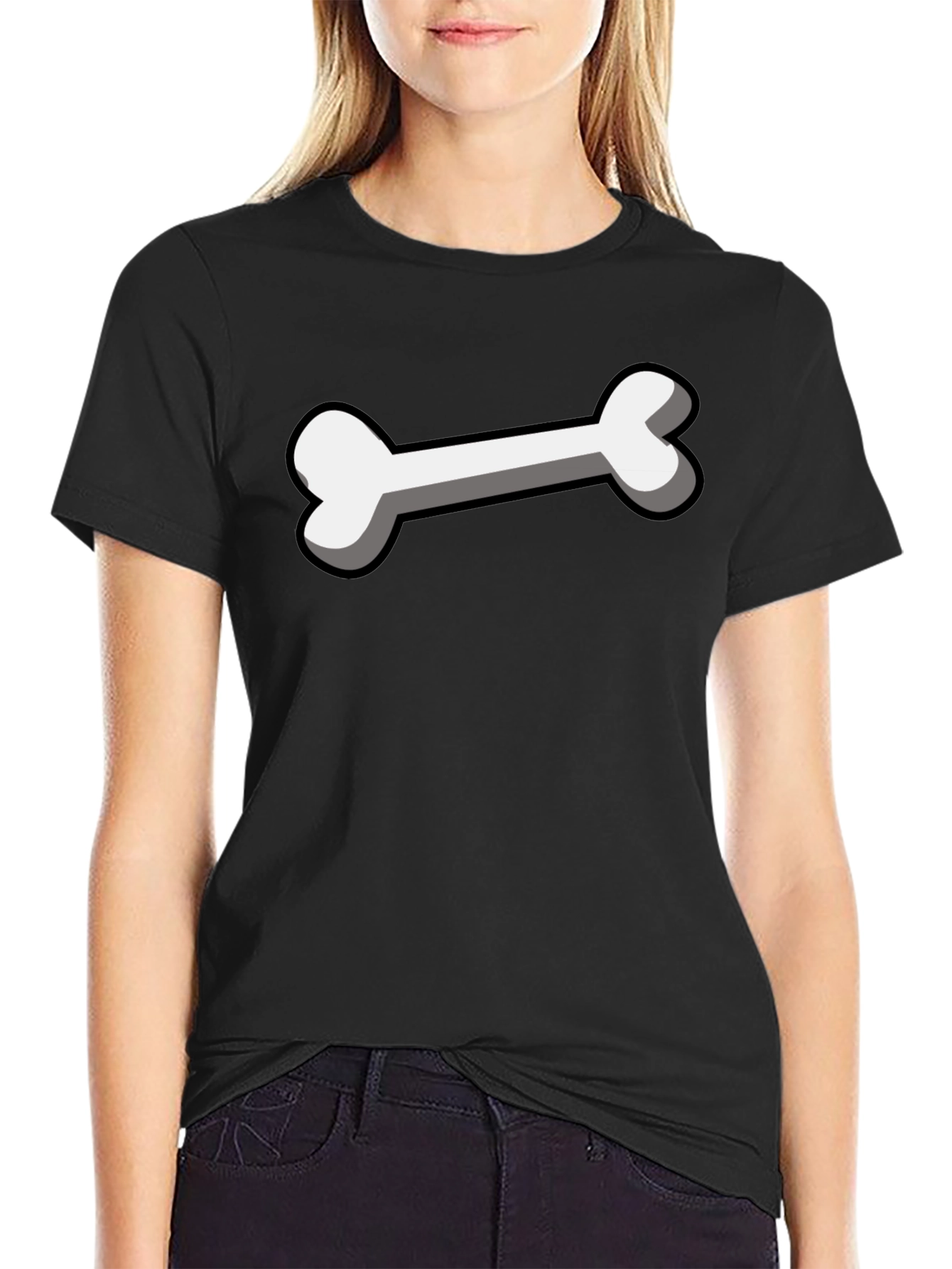 Bone Graphic Black T-Shirt - Funny Cartoon Bone