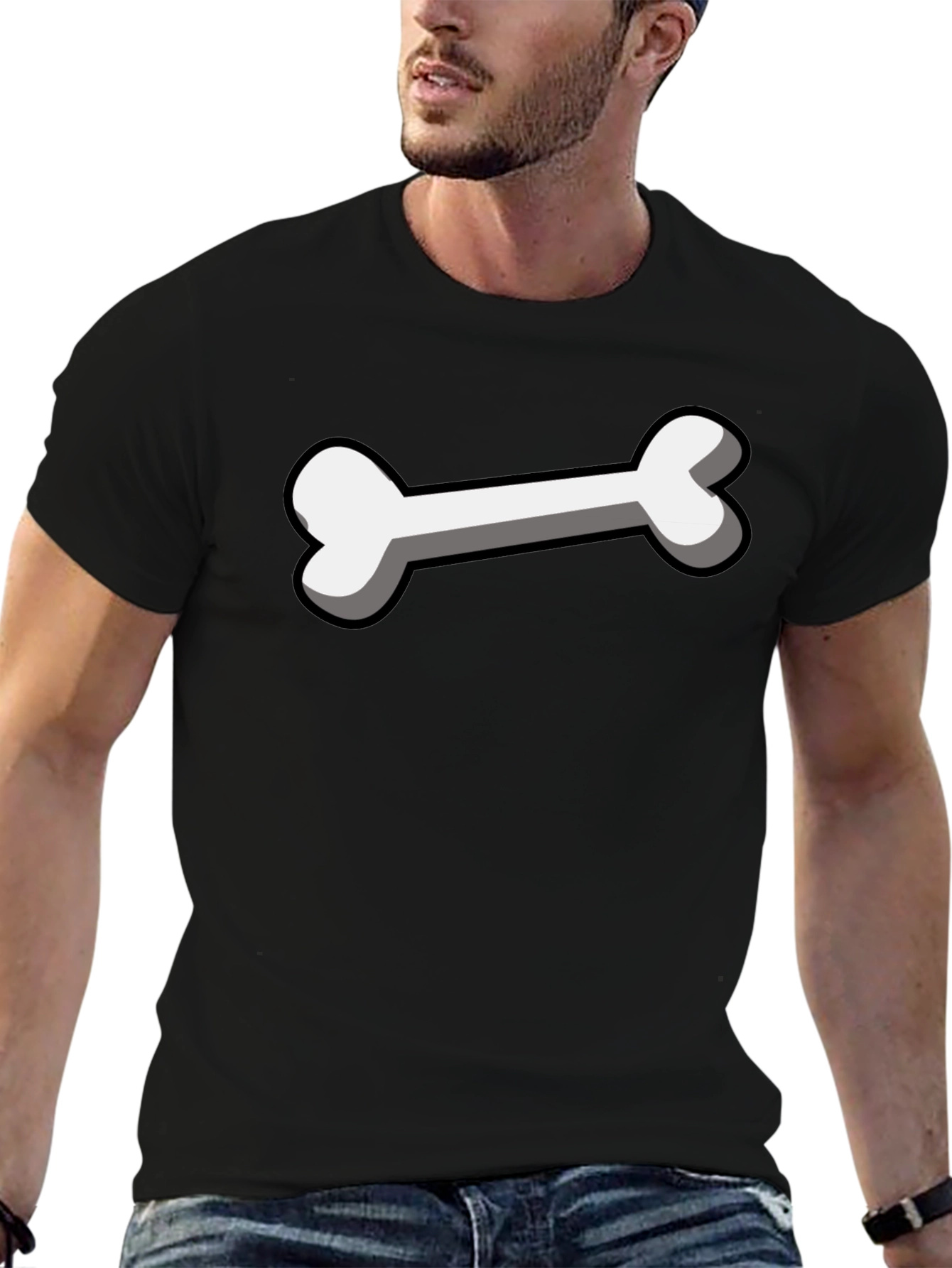 Bone Graphic Black T-Shirt - Funny Cartoon Bone