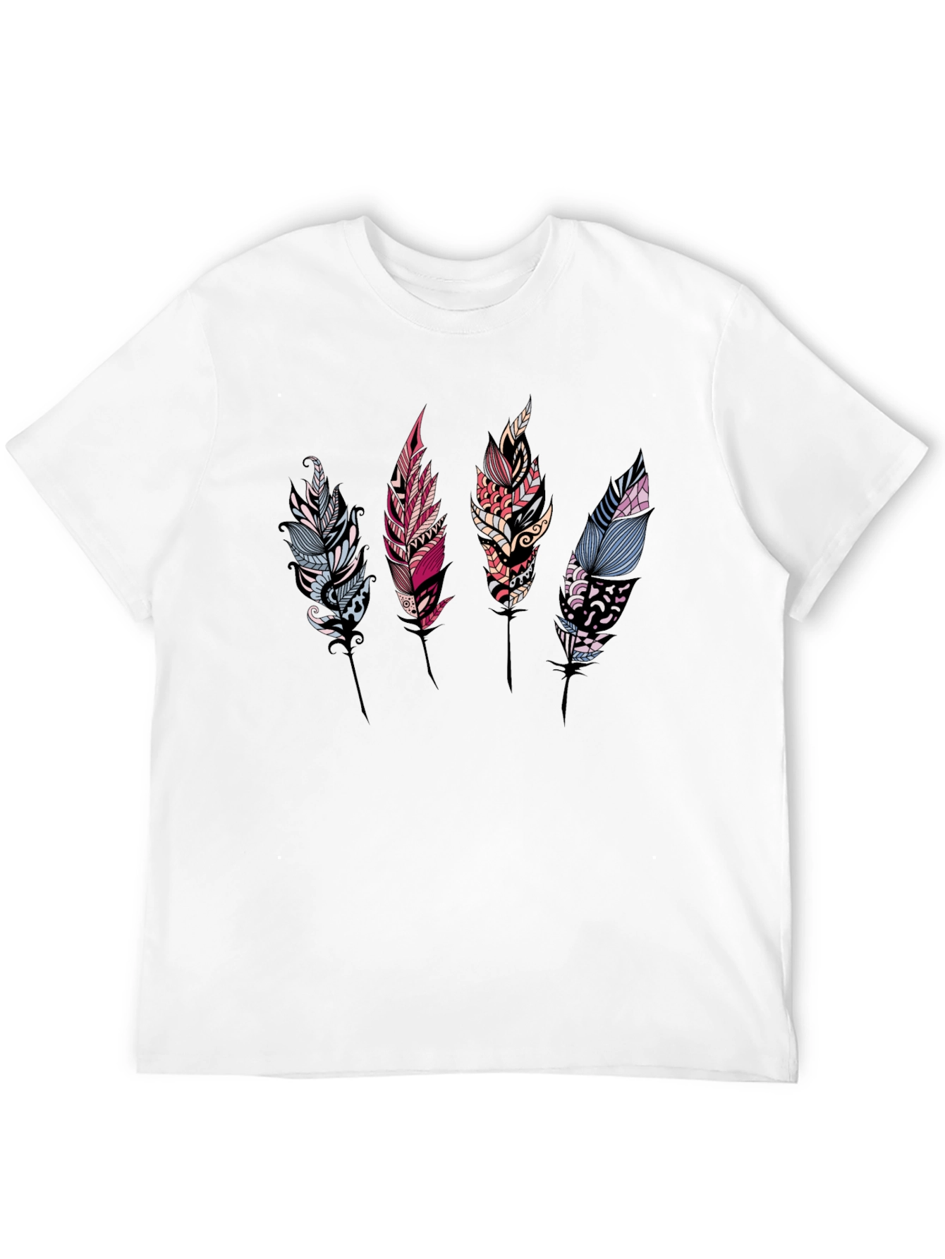 Feather Print Black T-Shirt