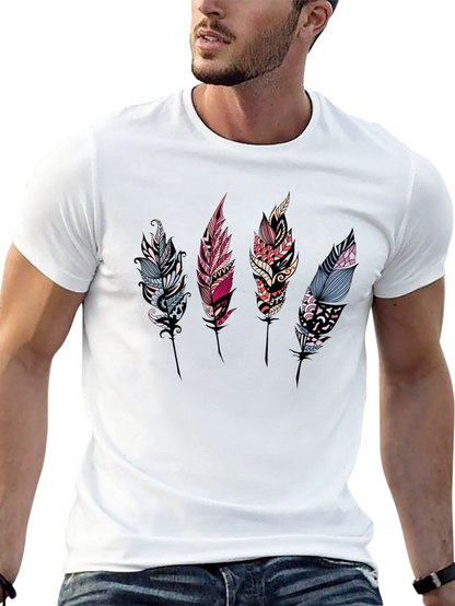 Feather Print Black T-Shirt