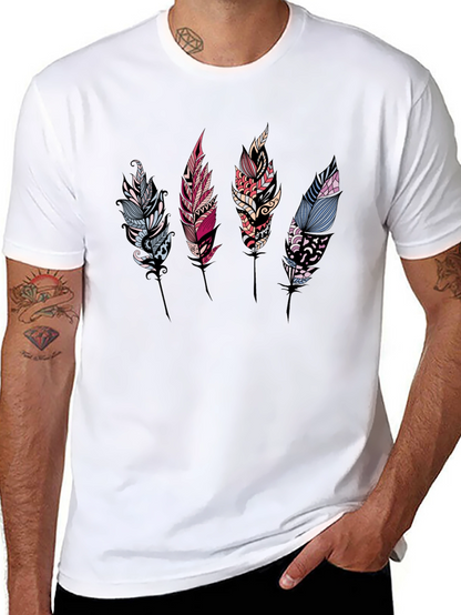 Feather Print Black T-Shirt