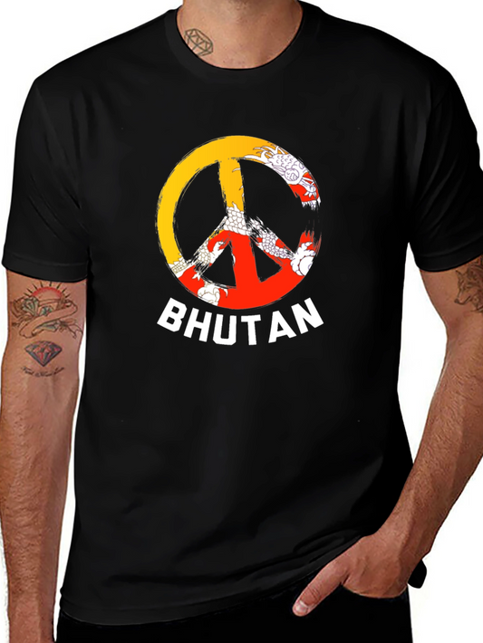 Bhutan Peace Sign T-Shirt - Mens Black Tee