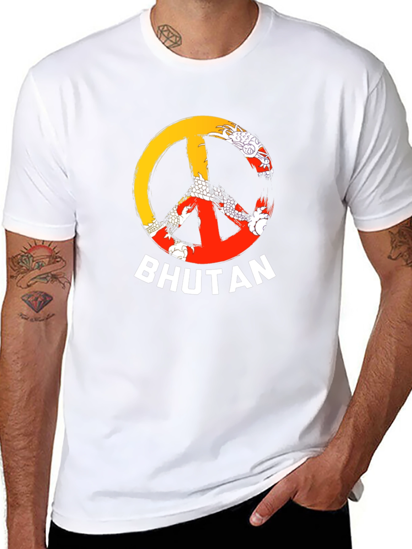 Bhutan Peace Sign T-Shirt - Mens Black Tee