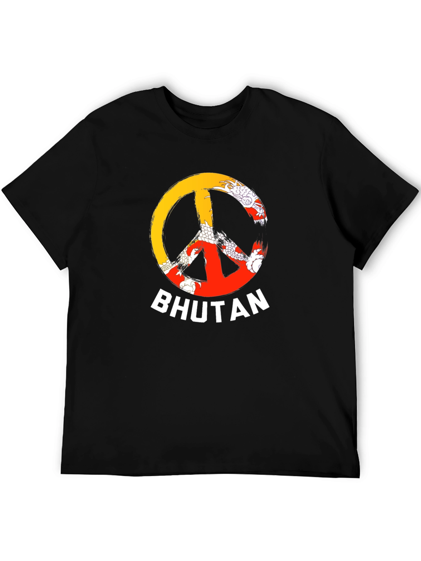 Bhutan Peace Sign T-Shirt - Mens Black Tee