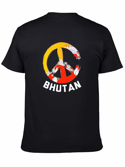 Bhutan Peace Sign T-Shirt - Mens Black Tee