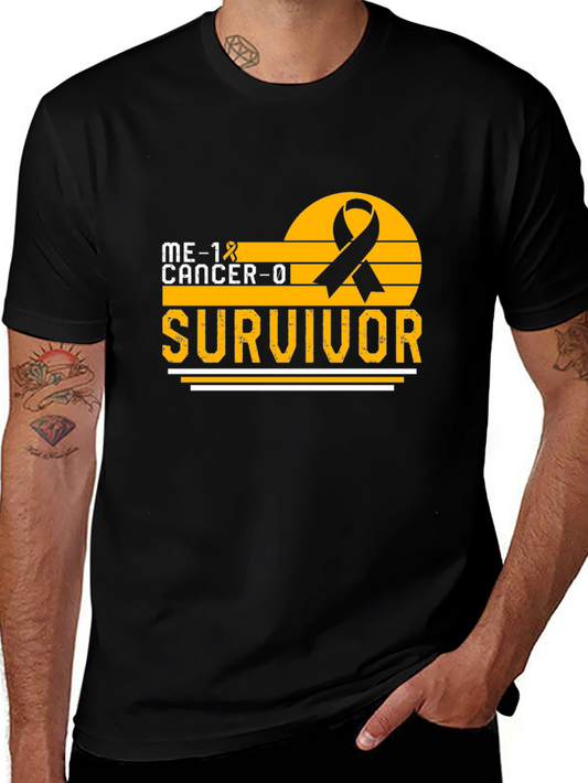 Cancer Survivor T-Shirt Black Ribbon Awareness Support