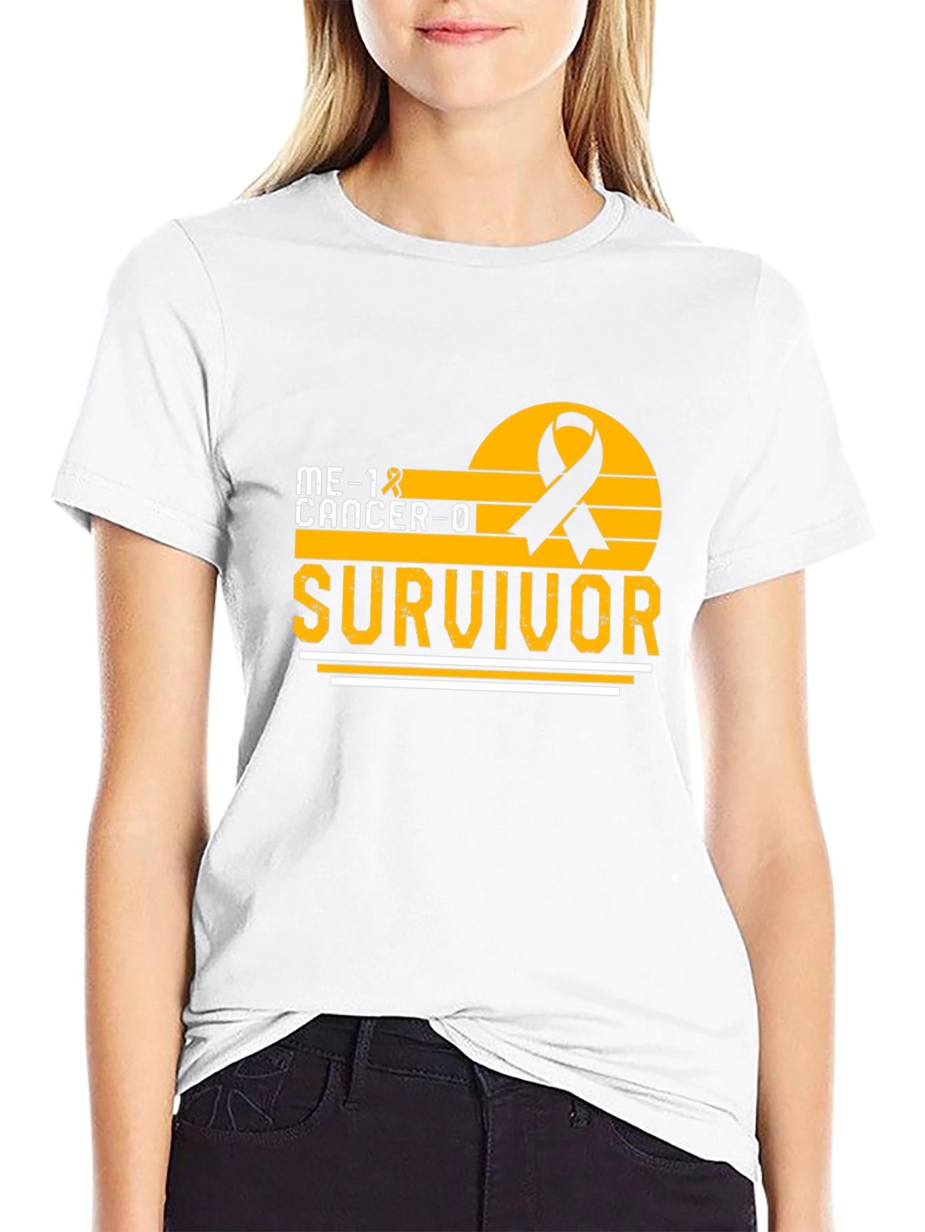 Cancer Survivor T-Shirt Black Ribbon Awareness Support