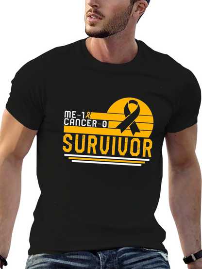 Cancer Survivor T-Shirt Black Ribbon Awareness Support