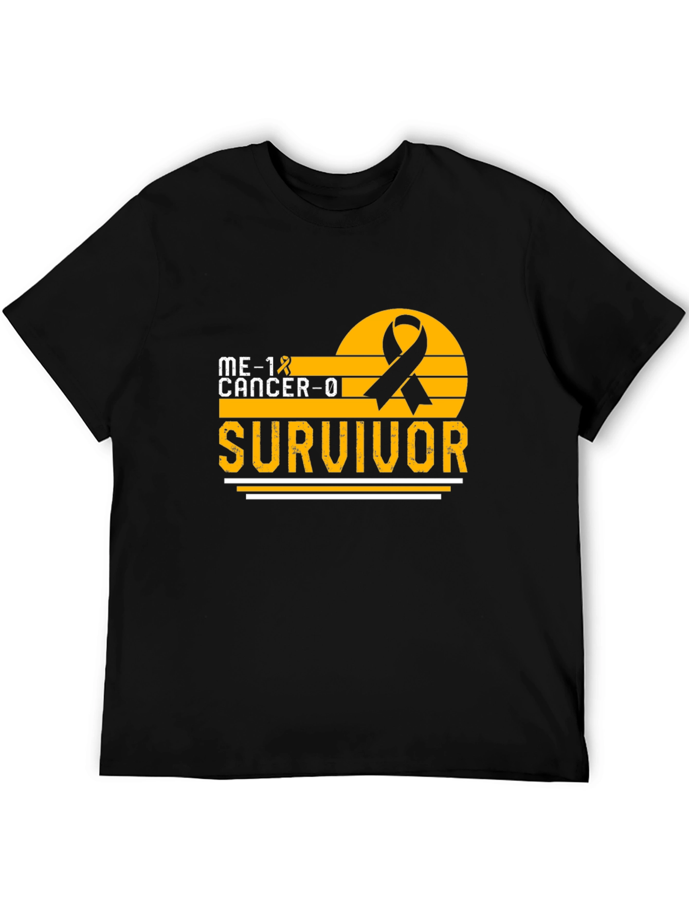 Cancer Survivor T-Shirt Black Ribbon Awareness Support