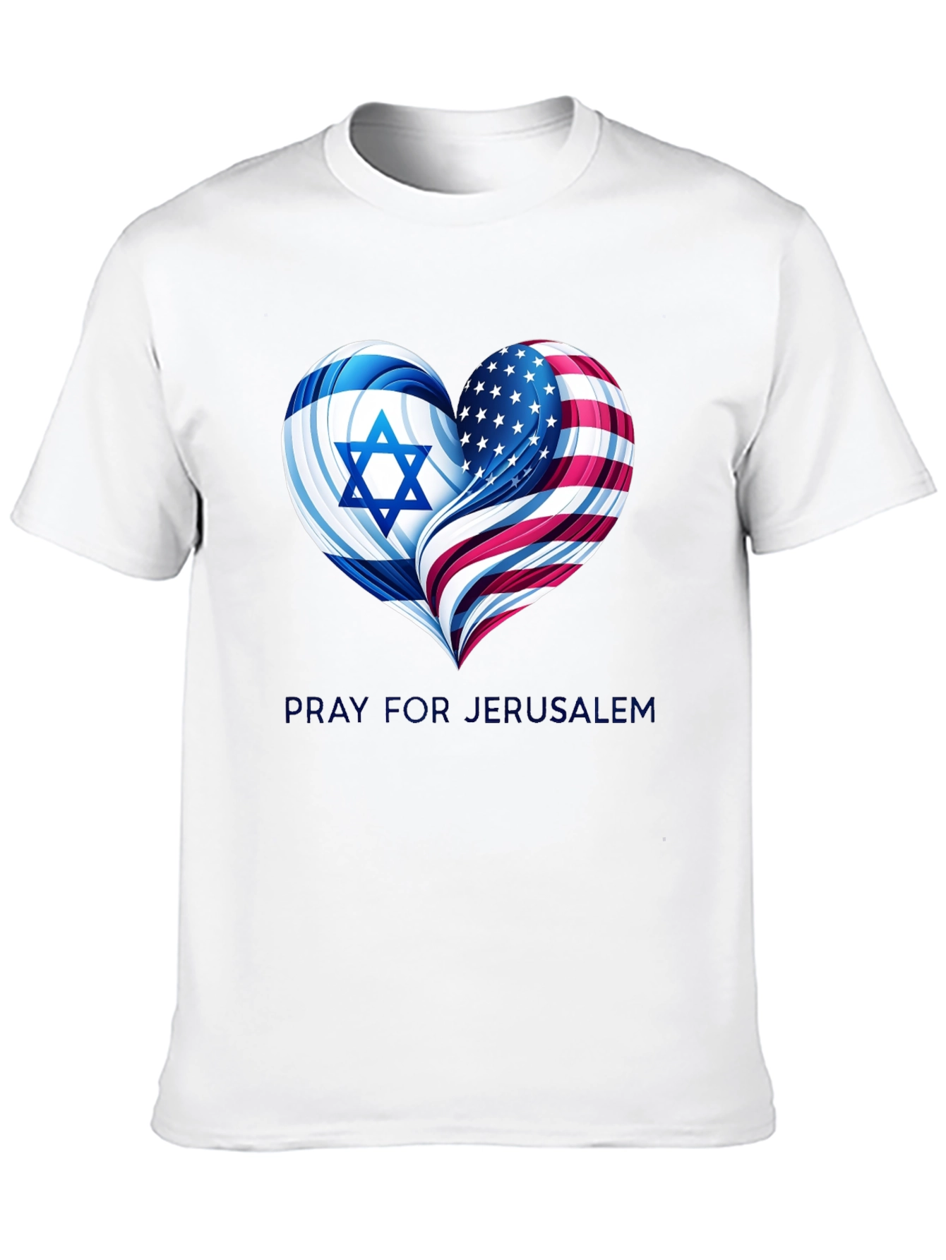 Pray for Jerusalem - Heart Flag Graphic T-Shirt