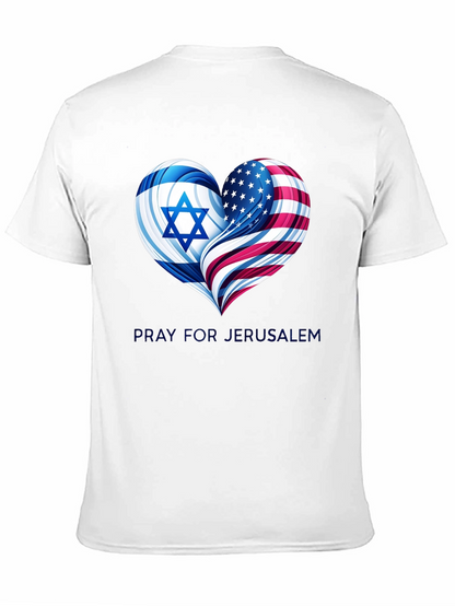 Pray for Jerusalem - Heart Flag Graphic T-Shirt