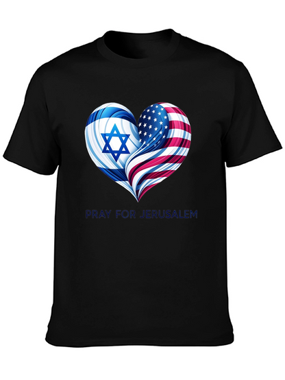 Pray for Jerusalem - Heart Flag Graphic T-Shirt