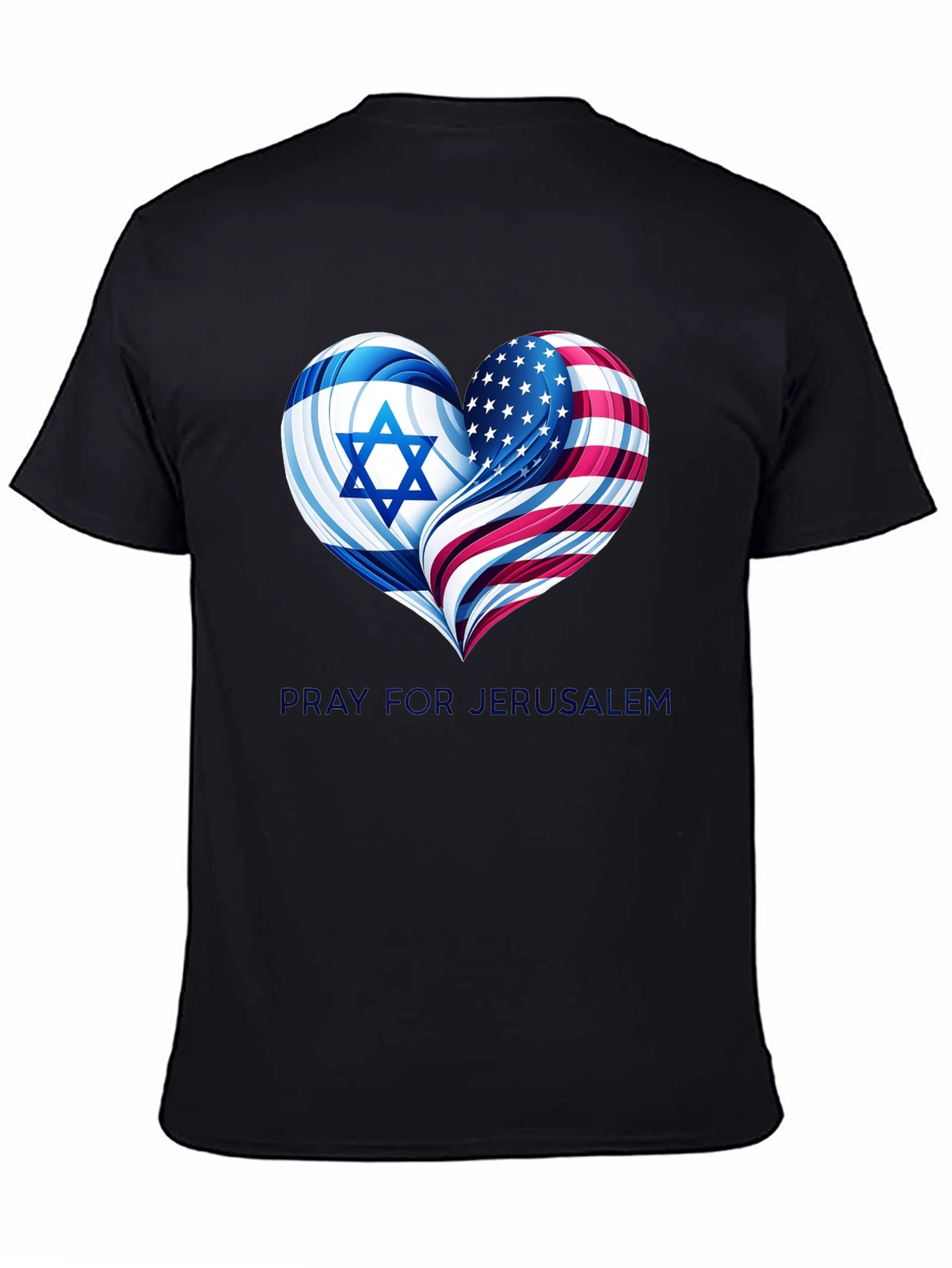 Pray for Jerusalem - Heart Flag Graphic T-Shirt