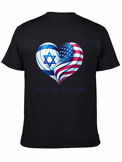 Pray for Jerusalem - Heart Flag Graphic T-Shirt