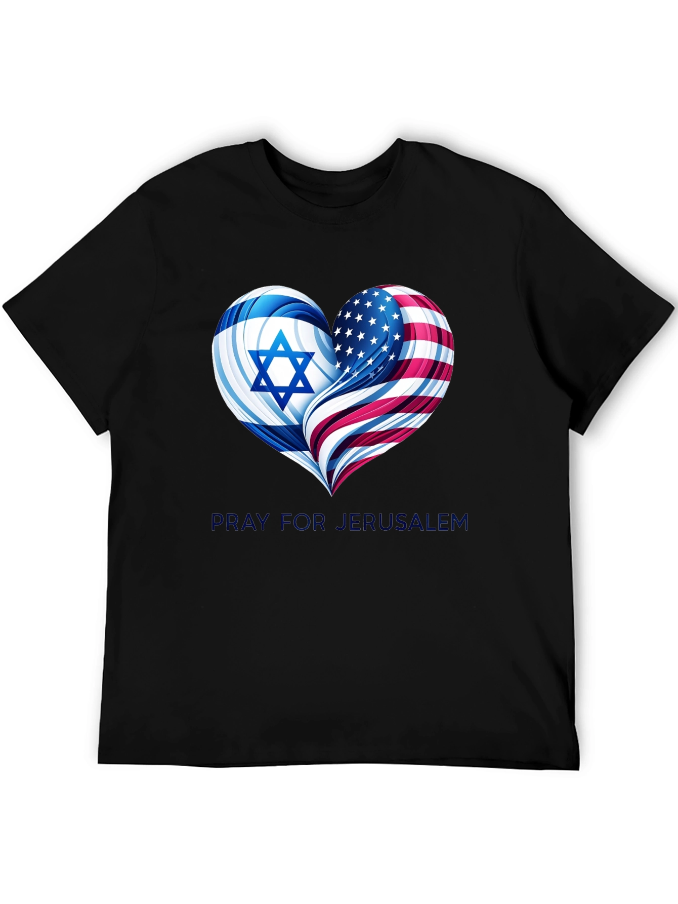 Pray for Jerusalem - Heart Flag Graphic T-Shirt