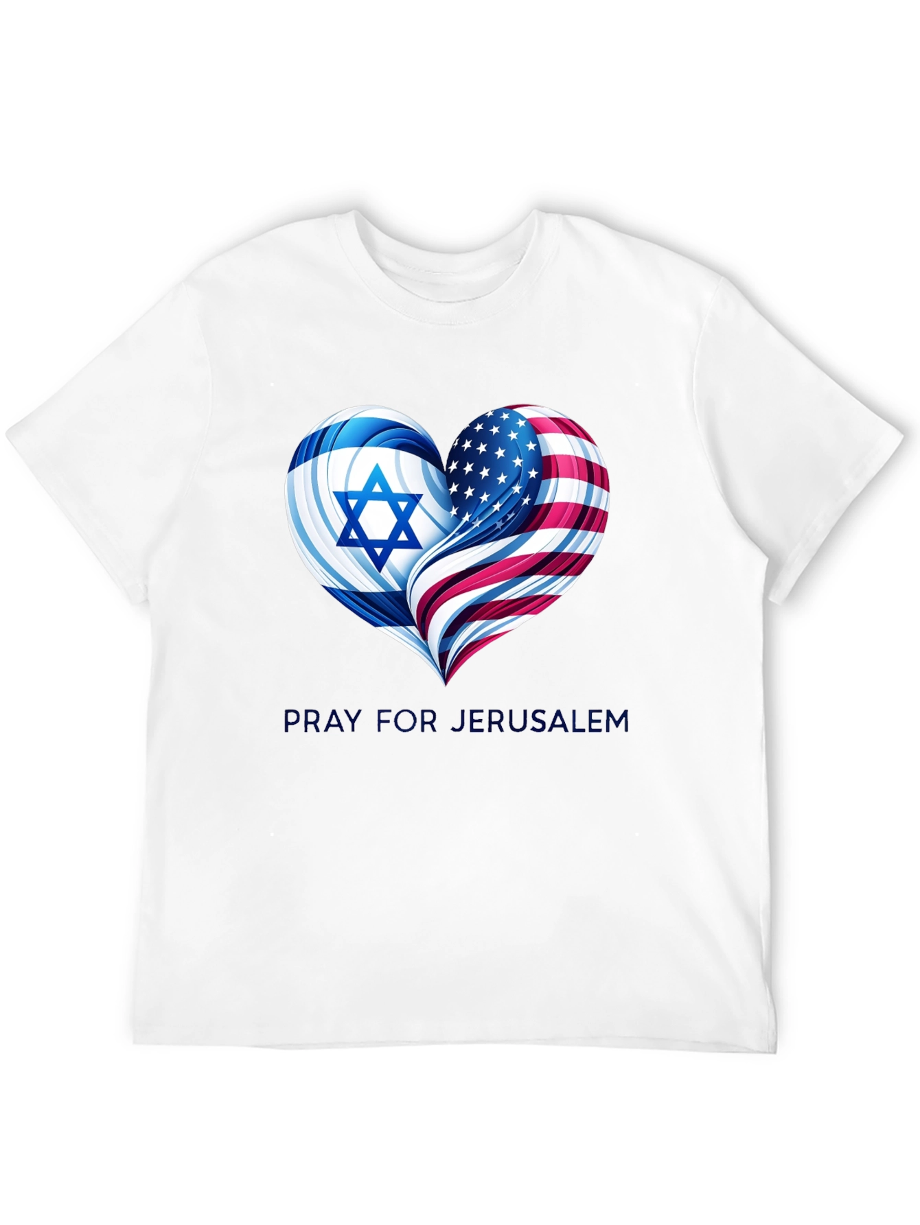 Pray for Jerusalem - Heart Flag Graphic T-Shirt