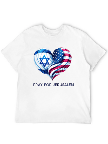 Pray for Jerusalem - Heart Flag Graphic T-Shirt