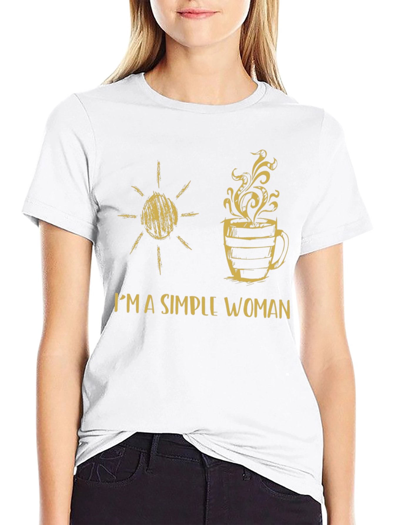 Simple Woman Sun & Coffee Graphic T-Shirt