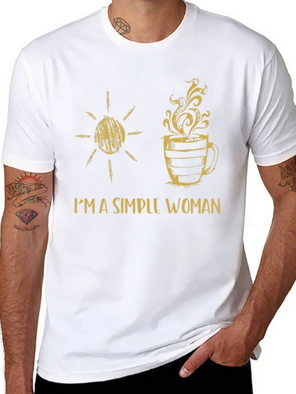Simple Woman Sun & Coffee Graphic T-Shirt