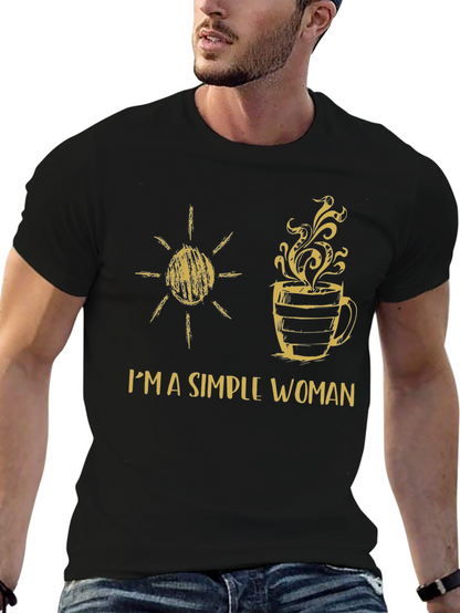 Simple Woman Sun & Coffee Graphic T-Shirt