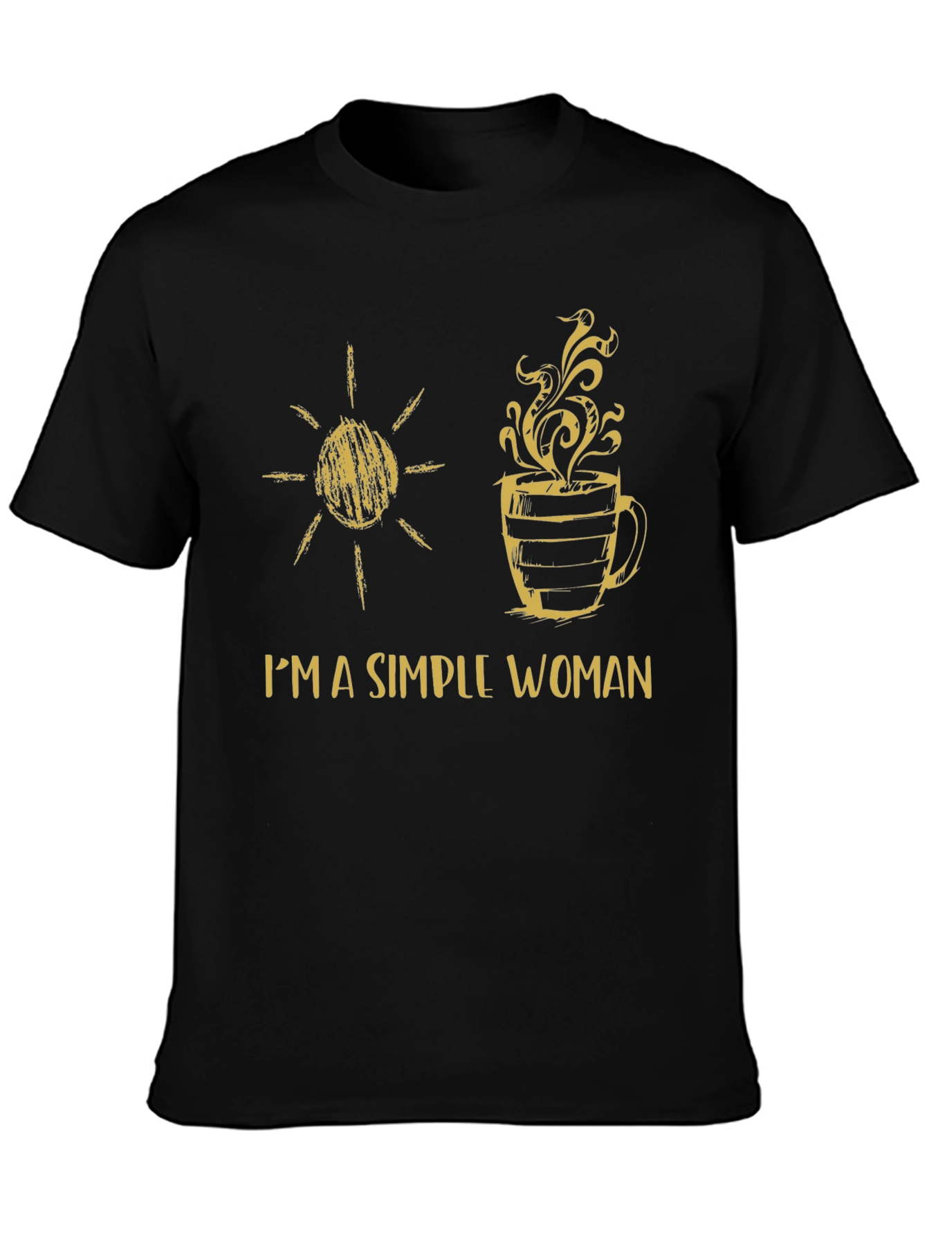 Simple Woman Sun & Coffee Graphic T-Shirt