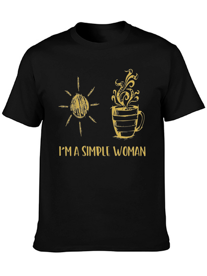 Simple Woman Sun & Coffee Graphic T-Shirt