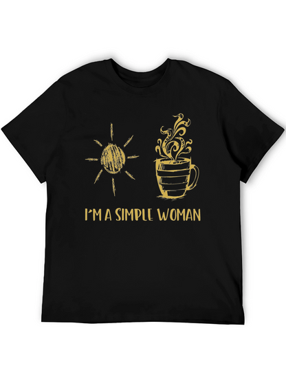 Simple Woman Sun & Coffee Graphic T-Shirt