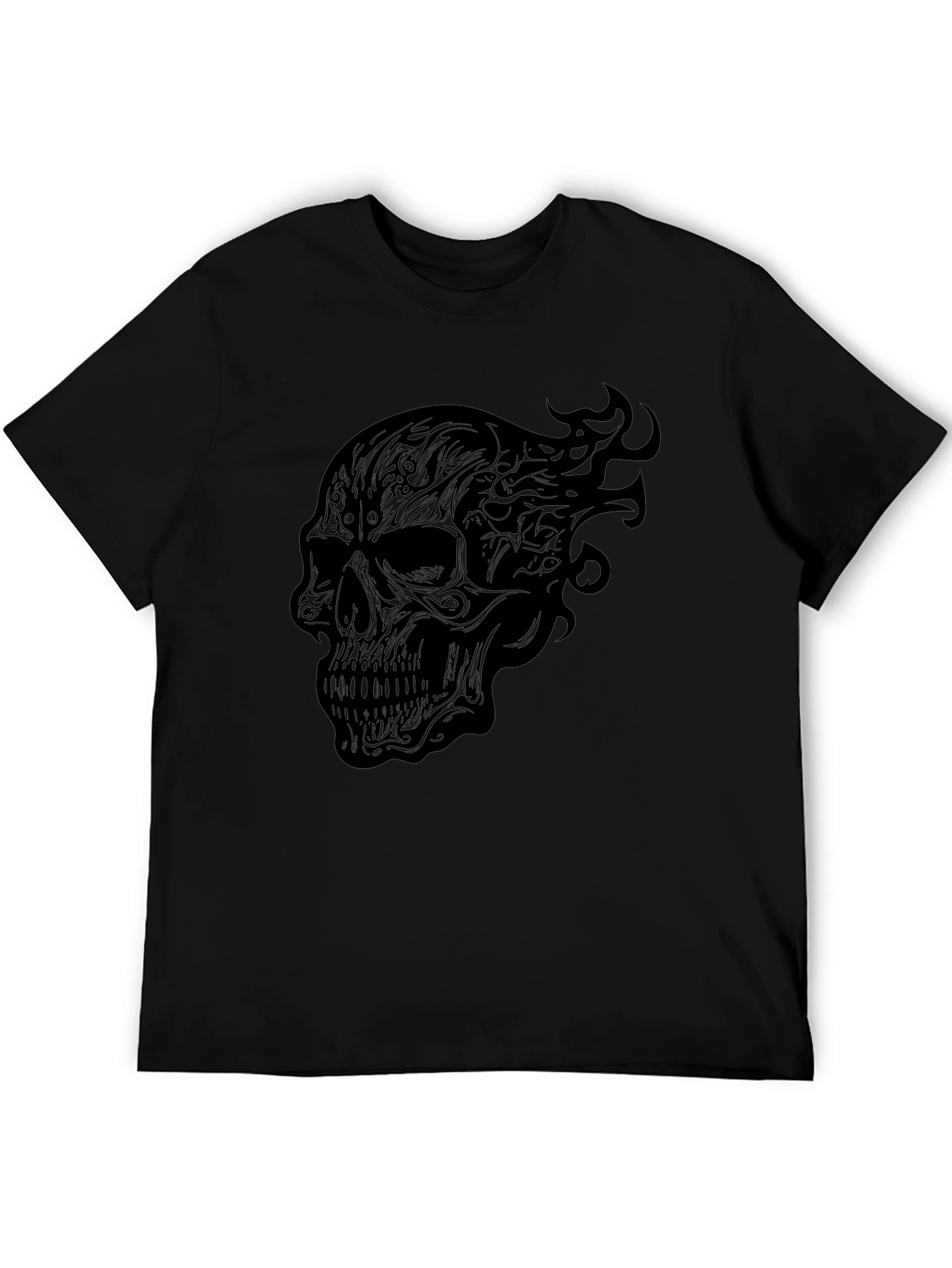 Mens Black Skull Graphic Tee - Unique Design