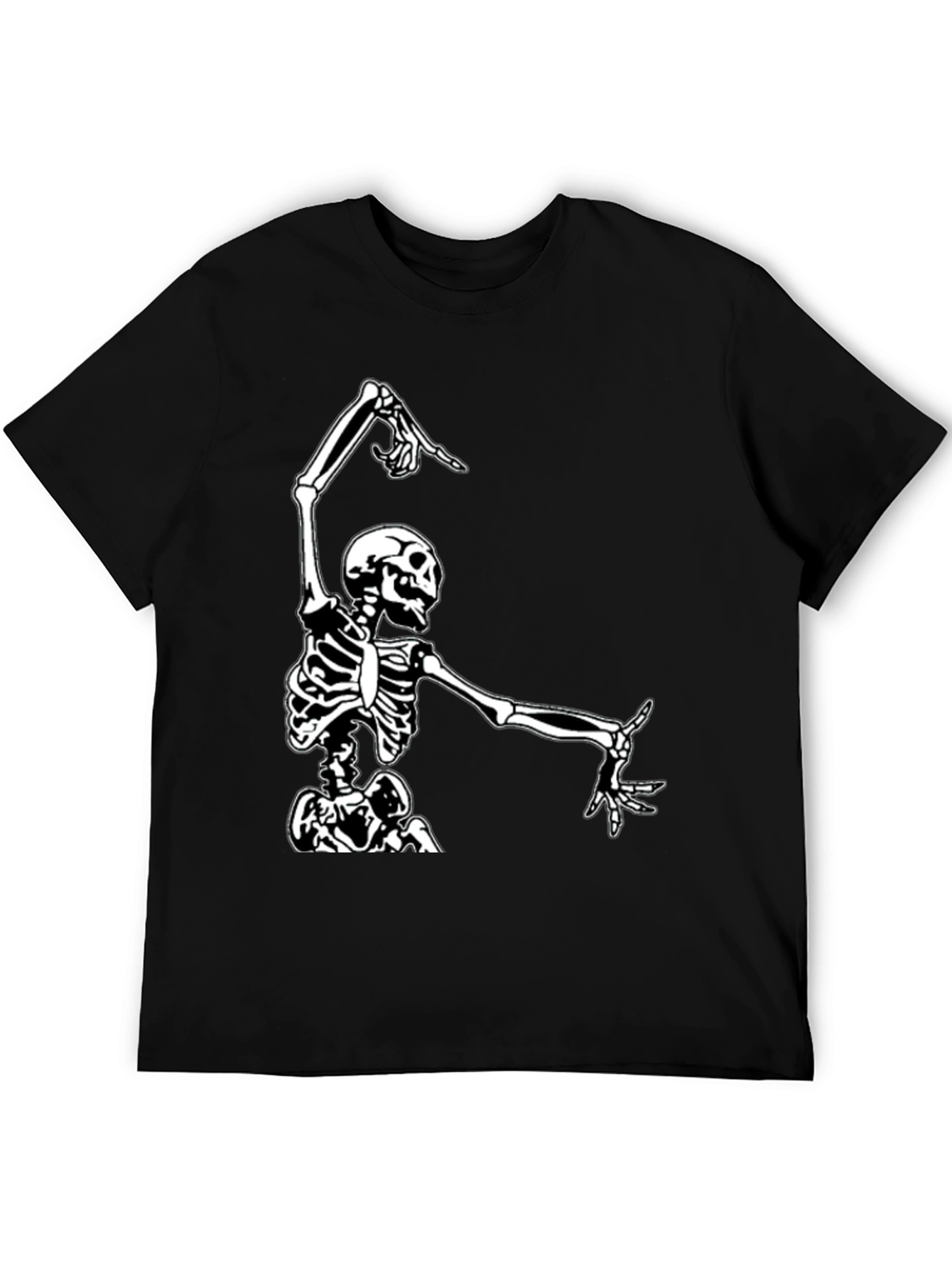 Dancing Skeleton Graphic Tee - Black Cotton